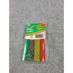 Manco Foil Stars Self-Adhesive Metallic Stickers Red Gold Silver Green vintage